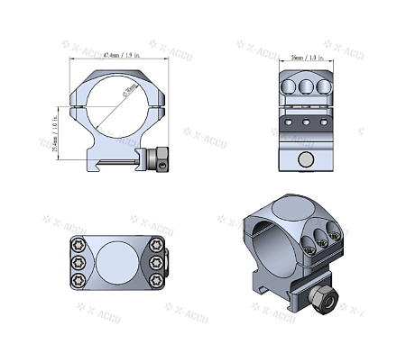 Кольца Vector Optics X-ACCU 30 мм Н-10 (Weaver 20 мм)