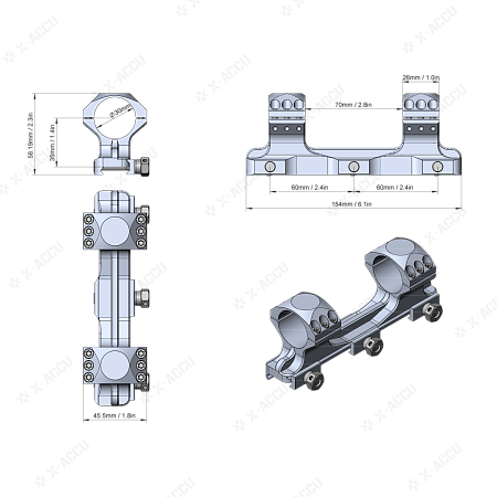 Кронштейн Vector Optics X-Accu 30 мм High (Weaver 20 мм) 20МОА