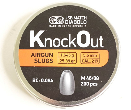 Пули для пневматики JSB KnockOut Slug 5,51 мм, 1,645 гр , 200 шт