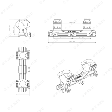Кронштейн Vector Optics X-Accu 30 мм Medium(Weaver 20 мм) 20МОА