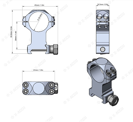 Кольца Vector Optics X-Accu 25,4 High (Weaver 20 мм)