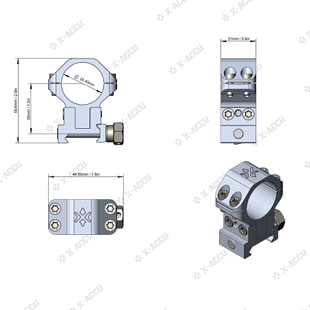 Кольца регулируемые 40MOA X-ACCU 25 мм  (20 мм) Vector Optics