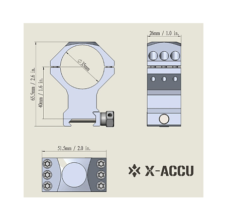 Кольца Vector Optics X-Accu 35 мм H-17 (Weaver 20 мм)