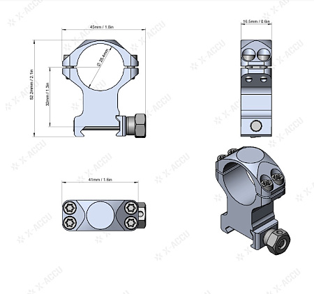 Кольца Vector Optics X-Accu 25,4 Medium (Weaver 20 мм)