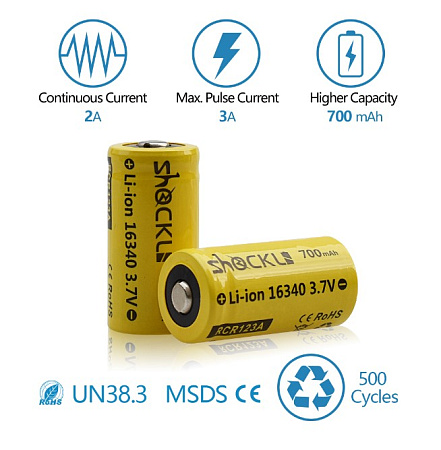 Аккумулятор Shockli RCR123 16340 700 мАч