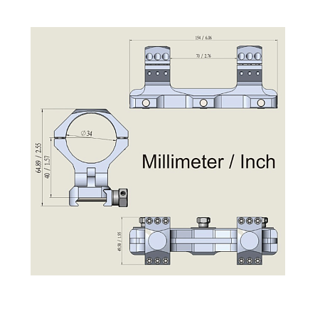 Кронштейн Vector Optics X-Accu 34 мм High (Weaver 20 мм)