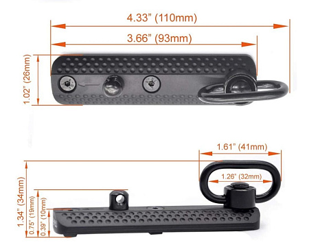 Переходник MLOK/M-LOK антабка с гнездом для QD антабки