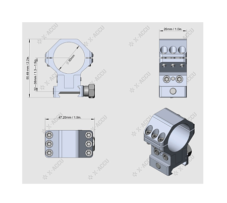 Кольца регулируемые по высоте 40MOA Vector Optics X-ACCU 30 мм (21мм)