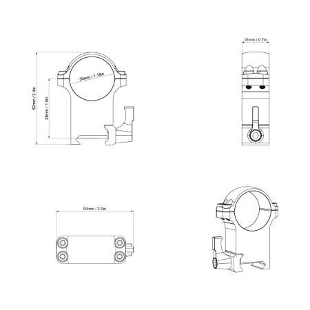 Кольца Vector Optics 30мм стальные weaver H-23 быстросъемные