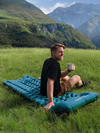Коврик надувной односпальный с ножным насосом Naturehike FC01 голубой CNK2550WS019