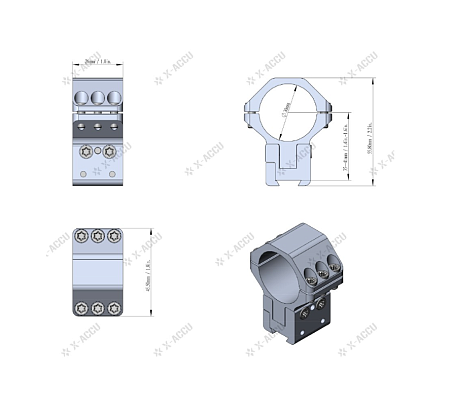 Кольца регулируемые по высоте 40MOA Vector Optics  X-ACCU 30 мм  (11мм)