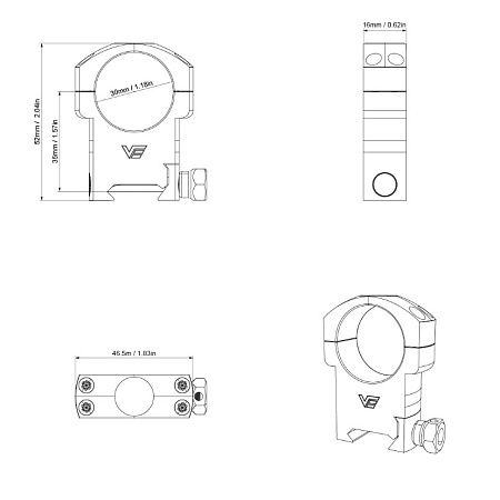 Кольца Vector Optics 30мм Extreme High Weaver SCTM-65